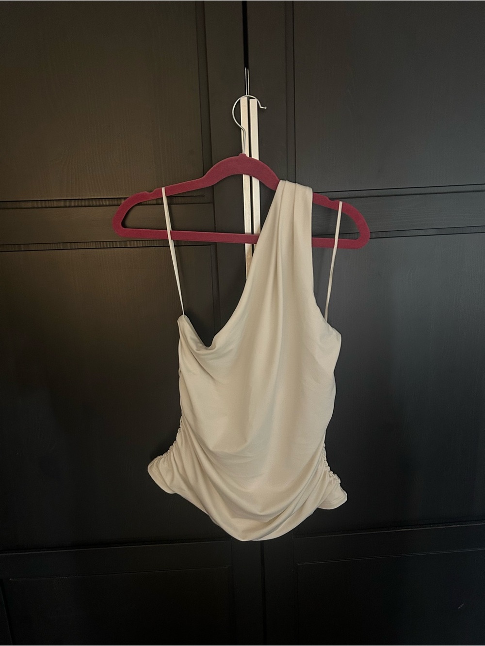 Women's One-Shoulder Cream Draped Top